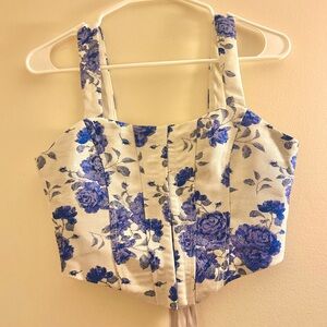 Blue Windsor Floral Modern Corset